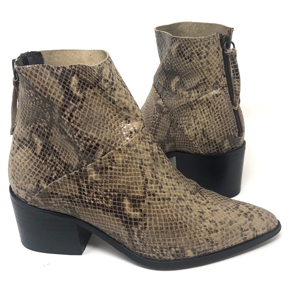 Topshop Taupe Snake Print Ankle Boots